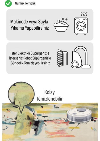 Dağınık Vuruşlu Soft Renkler Desen Dijital Baskılı Zenit Kilim