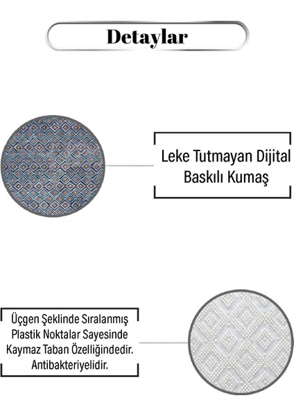 Lacivert Tonlu Elmas Desen Dijital Baskılı Zenit Kilim