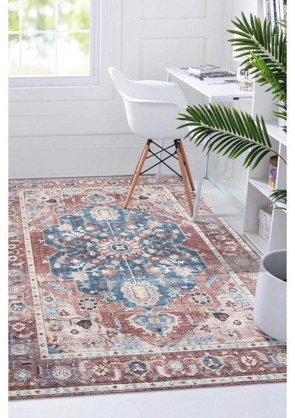 Soluk Tonlu Vintage Desen Dijital Baskılı Zenit Kilim