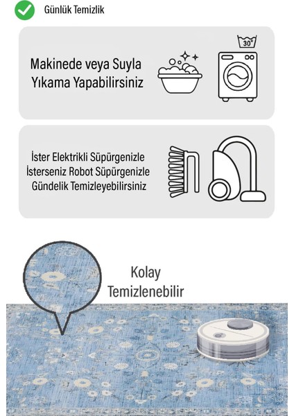 Mavi Eskitme Desen Dijital Baskılı Zenit Kilim fiyatları