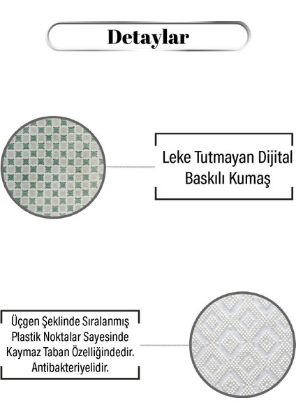 Yeşil Küçük Kare Desen Dijital Baskılı Zenit Kilim modelleri