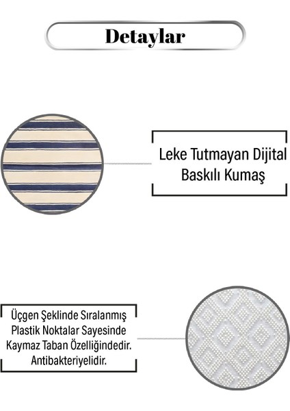 Krem Lacivert Desen Dijital Baskılı Zenit Kilim modelleri