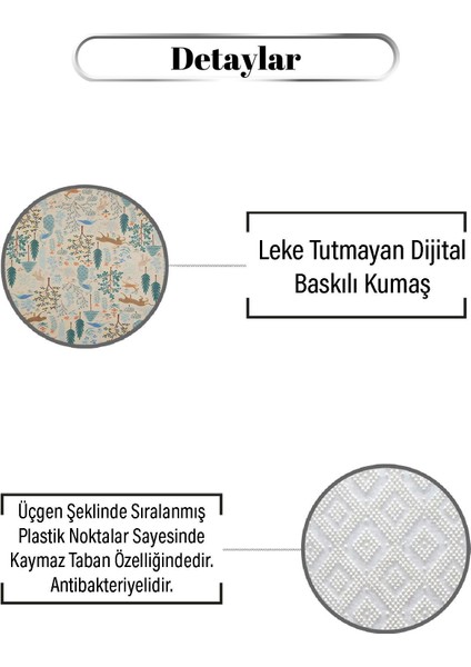 Krem Doğa Desen Dijital Baskılı Zenit Kilim