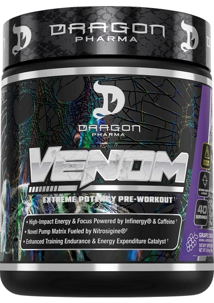 Venom Extreme Potency Preworkout Laser Sharp Focus Energy Intense Performance 40 Servis