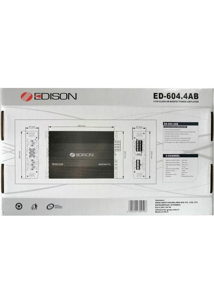 Garaj Dünyası Edison Ed 604.4AB Mosfet 4 Kanal Amfi 4*60W Rms 3000W Maksimum Güç