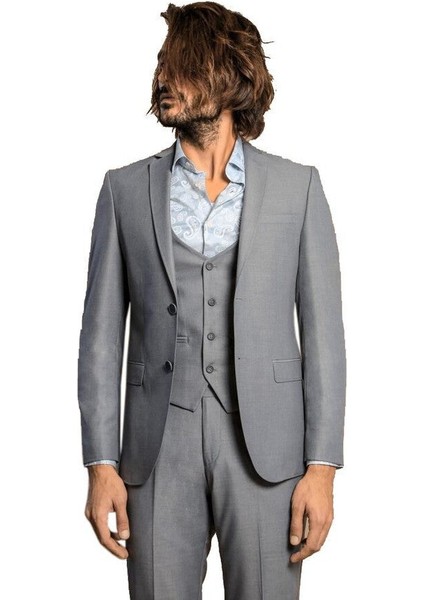 Slim-Fit Gri Takım Elbise | Wessi