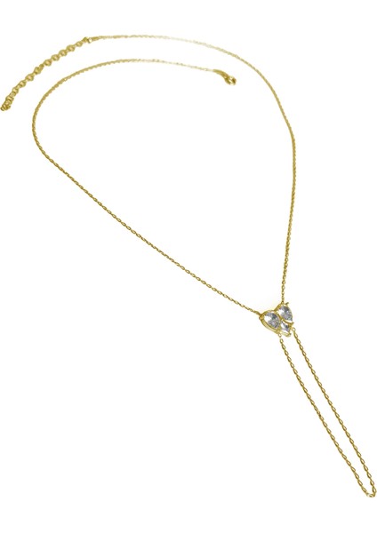 Büyük Damla Taşlı Kalp Gümüş Şahmeran Bileklik - Gold Renk