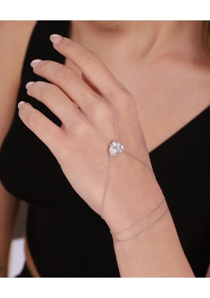 Büyük Damla Taşlı Kalp Gümüş Şahmeran Bileklik - Gold Renk indirimleri