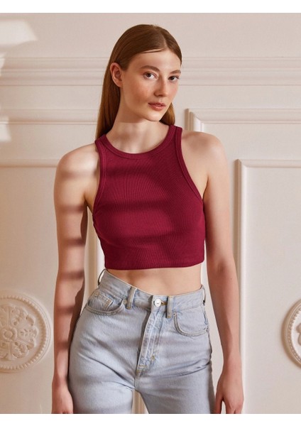 Halter Yaka Fitilli Crop Atlet - Büstiyer