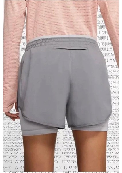 Tempo Lux 2 In 1 Run Training Shorts Ikisi Bir Arada Taytlı Şort 4 Cepli Gri