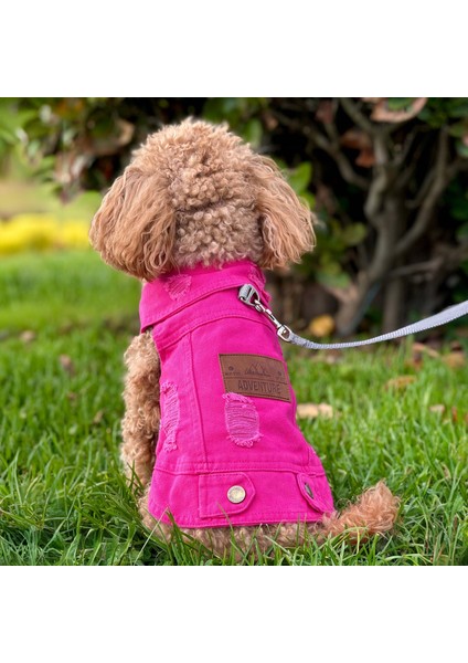 Yeni - Fuşya Renk Kot Köpek Yeleği - Küçük Irklar Için Şık ve Rahat Yelek (0-15KG) indirimleri