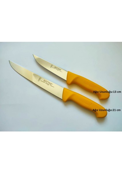 2 Adet Kasap Bıçağı (21 cm + 13 cm ) Sarı