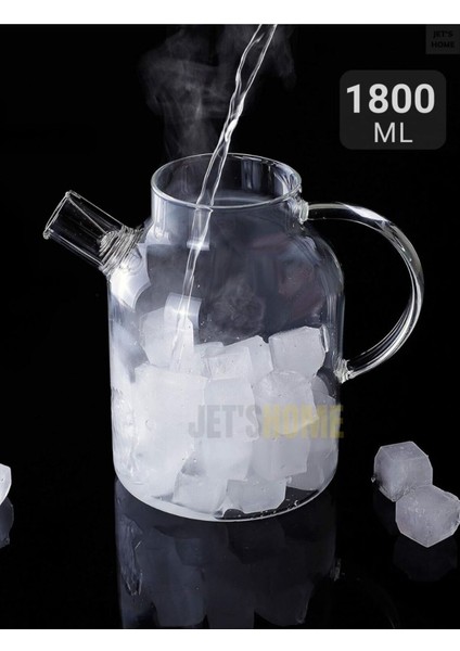Isıya Dayanıklı Cam Demlik, Çelik Kapak, Vakumlu, 1800 ml, Dayanıklı ve Şık Tasarım