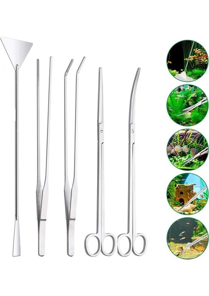 Gümüş Tarzı 1 Takım Akvaryum Tankı Bakım Aracı Zımpara Su Graors Cımbız Paslanmaz Çelik Aquascaping Balık Temizleme Araçları (Yurt Dışından) indirimleri