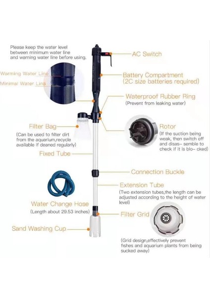 No.1 Tarzı Abd Fiş Adaptörü Yeni Elektrikli Akvaryum Su Değişim Pompası Temizleme Araçları Su Değiştirici Çakıl Temizleyici Balık Tankı Için Sifon Su Filtresi Pompası (Yurt Dışından) modelleri