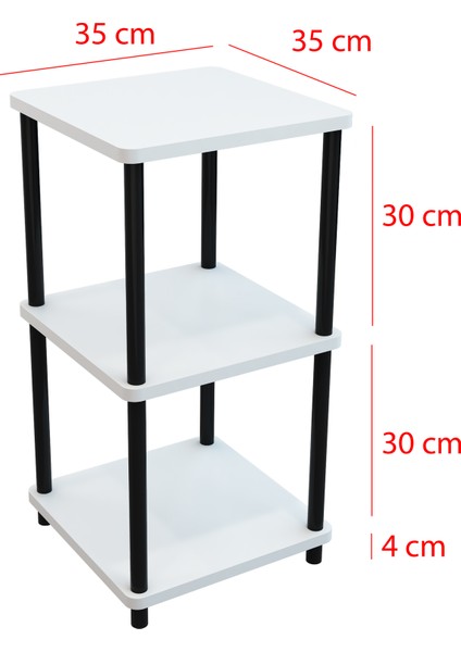 3 Raflı Kare Tasarım Yan Sehpa Kitaplık Özel Tasarım Dekoratif Çevir Kur Kolay Montaj