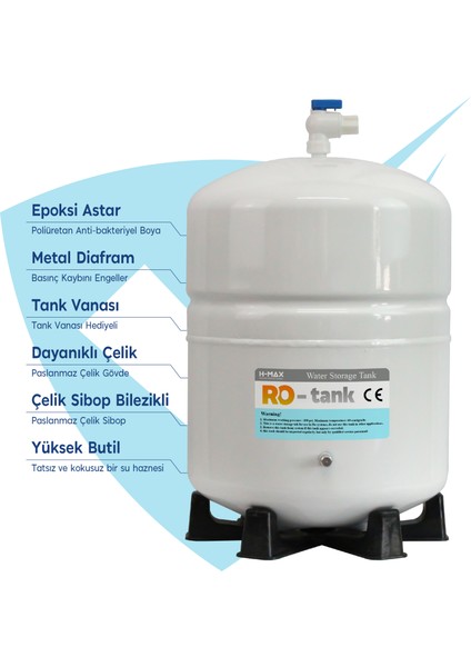 Su Arıtma Cihazı İçin 2.2 Galon (8 Litre) Metal Genleşme Tankı Uyumlu