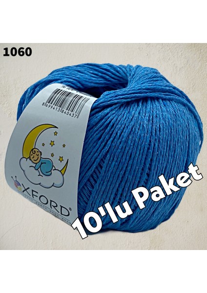 10’lu Paket Eco Cotton Baby - Ince Cotton Ip - Tığ Işi - Punch Ipi- 1060 Orta Mavi