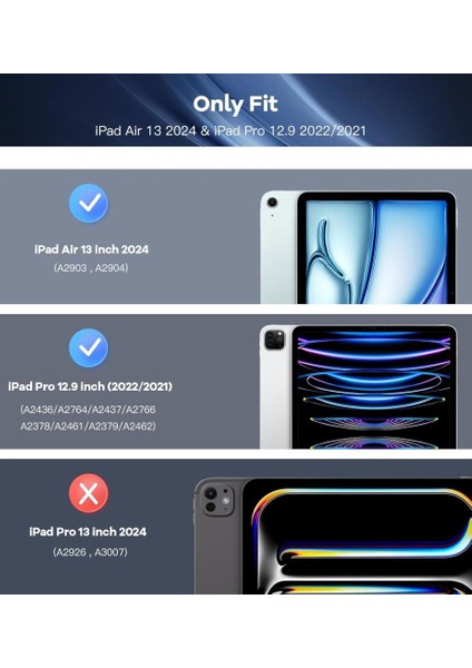 Apple iPad Air 13inç M2 ile uyumlu Kılıf PU Deri Smart Standlı Case A2898 A2899 A2900 modelleri