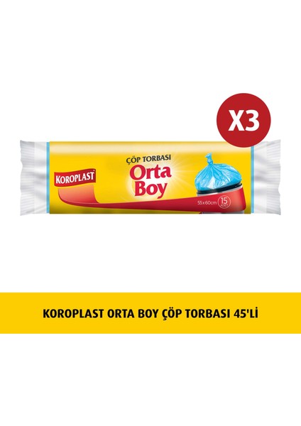 Orta Boy Çöp Torbası 15'li x 3 Adet