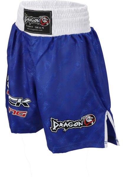 Dragon Do Dragondo KF1003 Mavi Kick Boks Şort ve Profesyonel Dişlik Kick Boxing Şort Seti