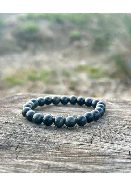 Doğaltaş 8 mm Obsidyen Taşı Bileklik Aa Kalite modelleri