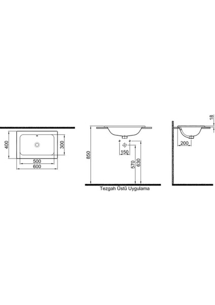 Idea 2.0 60X40 cm Tezgah Üstü Lavabo fiyatları