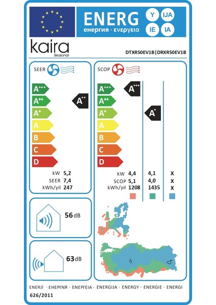 DTXR50E A++ 18000 BTU Wifi Inverter Duvar Tipi Klima (Montaj Dahil)