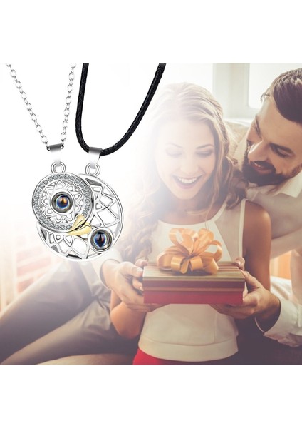 2 Adet Sevgili Kolyesi Mıknatıslı 100 Dilde Seni Seviyorum Projeksiyon Çift Kolyesi fırsatları