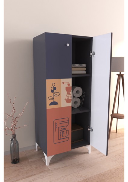 Modern Cubes 3 Raflı Çok Amaçlı Dolap Mutfak Salon Banyo Ofis Salon Dolabı