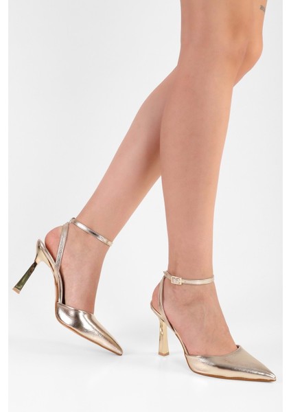 Kadın Martini Altın Parlak Kemerli Bilek Bağlı Stiletto fırsatları