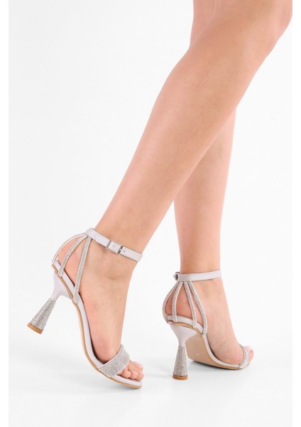 Kadın Conny Gümüş Saten Taşlı Topuklu Ayakkabı fiyatları