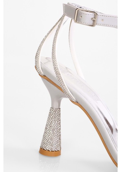 Kadın Conny Gümüş Saten Taşlı Topuklu Ayakkabı modelleri
