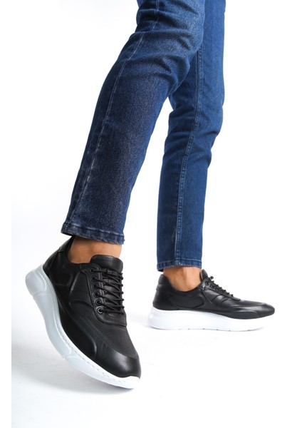 Hakiki Deri MBKNT2090-S Erkek Siyah Sneaker & Spor Ayakkabı