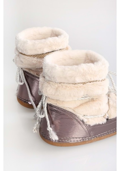 Kadın Snowie Bej Içi Tüylü Kalın Taban Kar Botu modelleri