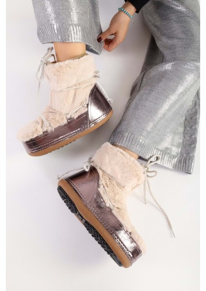 Kadın Snowie Bej Içi Tüylü Kalın Taban Kar Botu indirimleri