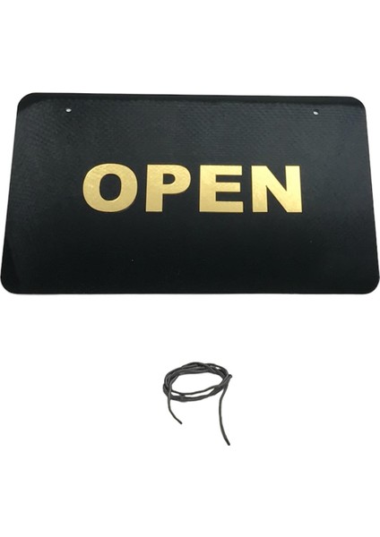 Mağaza Open-Close Levha 25*15 cm Siyah-Gold Pleksi T215