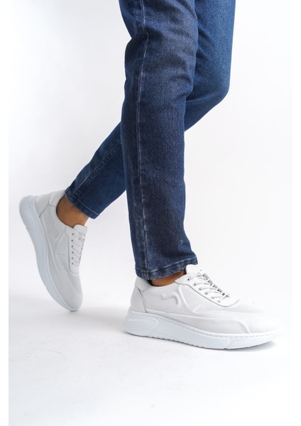 Hakiki Deri MBKNT2090-B Erkek Beyaz Sneaker & Spor Ayakkabı