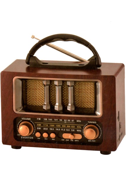 RT-721 Vintage Nostaljik Görünümlü Bluetooth Özellikli Fm Radyo Şarjlı