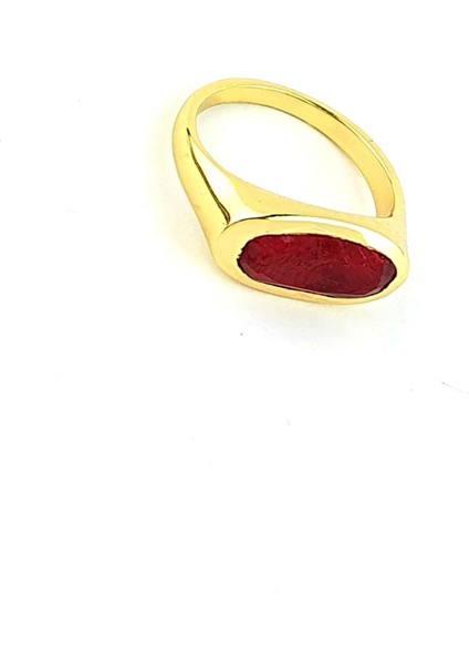 Kök Yakut Taşlı 925AYAR Gümüş Üzerine Altın Kaplama Tasarım Doğal Taş Yüzük fiyatları