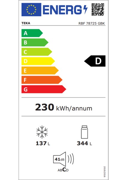 Rbf 78725 Gbk D Enerji Sınıfı 481 lt Nofrost Buzdolabı