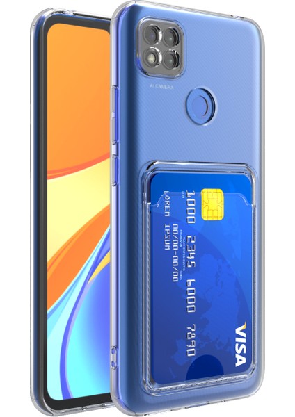 Xiaomi Redmi 9c Kamera Korumalı Kartlıklı Setra Şeffaf Silikon Kılıf