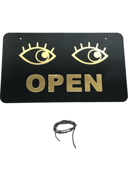 Mağaza Open-Close Levha 25*15 cm Siyah-Gold Pleksi T216