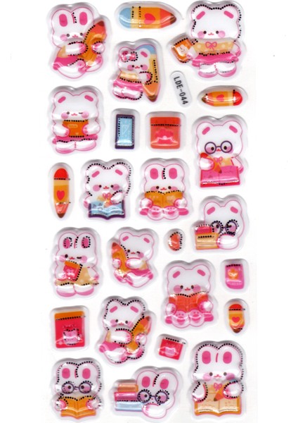 Sticker Kabartmalı Stiker Defter Planlayıcı Etiket LDE044 19 x 9 cm Çalışkan Tavşan fiyatları