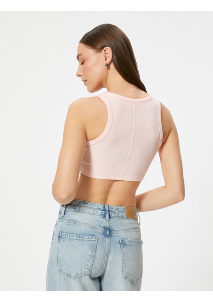Crop Atlet Kalın Askılı U Yaka Fitilli