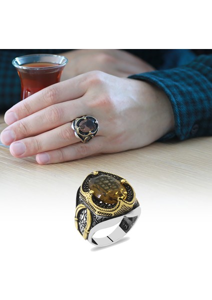 Faset Zultanit Taşlı Yanları Mikro Taş Mıhlamalı Kılıç Temalı 925 Ayar Gümüş Erkek Yüzük fiyatları