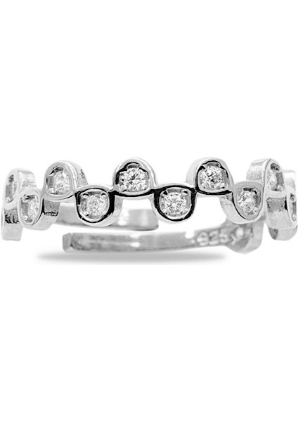 Zirkon Taşlı Taç Tasarım Silver Renk Free Size 925 Ayar Gümüş Kadın Yüzük fiyatları