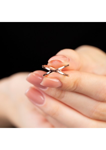 Cat's Eye Tasarım Rose Renk Free Size 925 Ayar Gümüş Kadın Yüzük