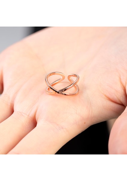 Cat's Eye Tasarım Rose Renk Free Size 925 Ayar Gümüş Kadın Yüzük