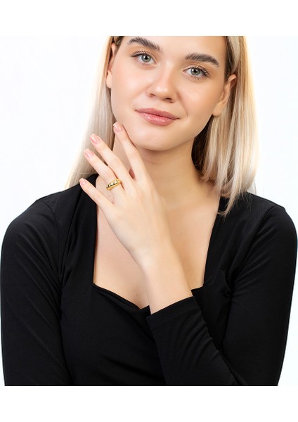 Zarif Tasarım Gold Renk Free Size 925 Ayar Gümüş Kadın Yüzük modelleri